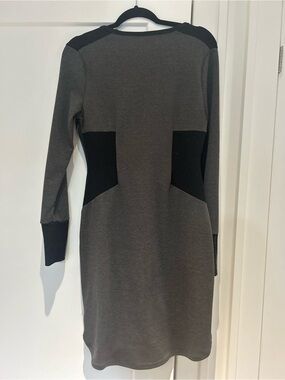 RACHEL Rachel Roy Gray and Black Long Sleeve Ponte Dress